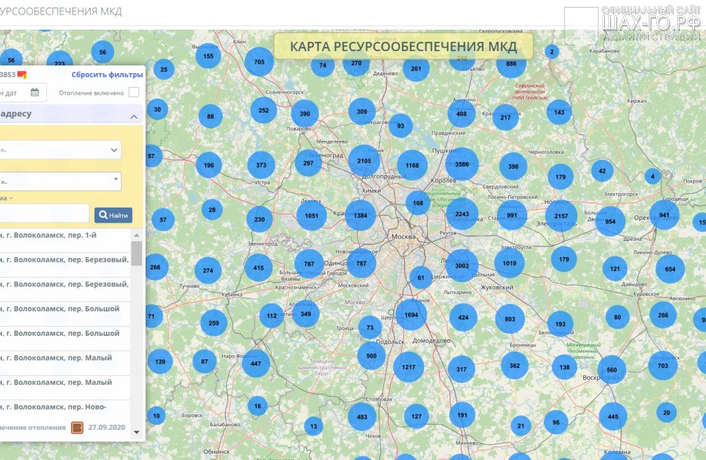 Карта ресурсообеспечения мкд многоквартирных домов московской области